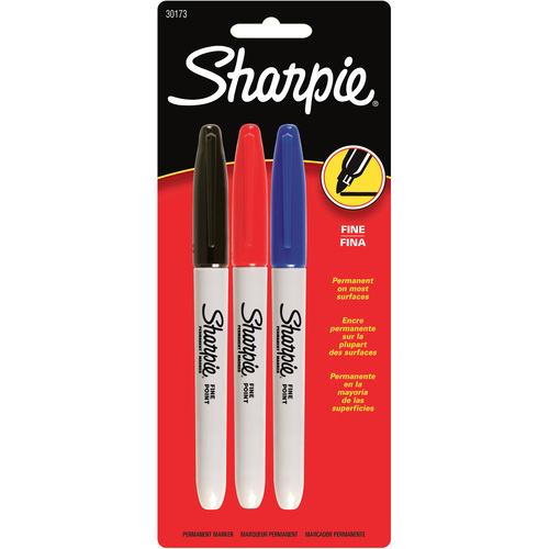 Permanent Markers, Sharpie, Fine Point, 3/PK, Assorted