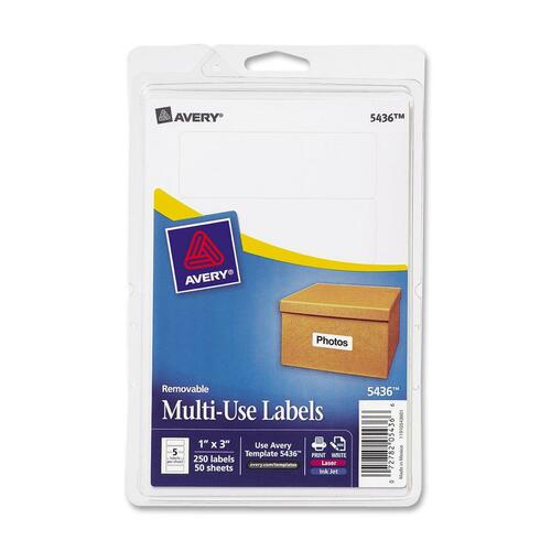 Removable Multi-Use Labels, 1 X 3, White, 250/pack