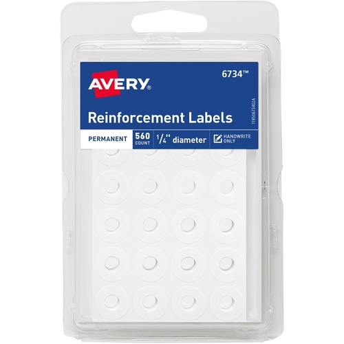 Permanent Reinforcement labels, 1/4" Dia, 560/PK, White