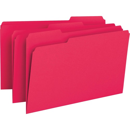 File Folders, 1/3 Cut Top Tab, Legal, Red, 100/box