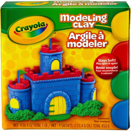 Modeling Clay, Nondrying, 4oz, 4/BX, Assorted