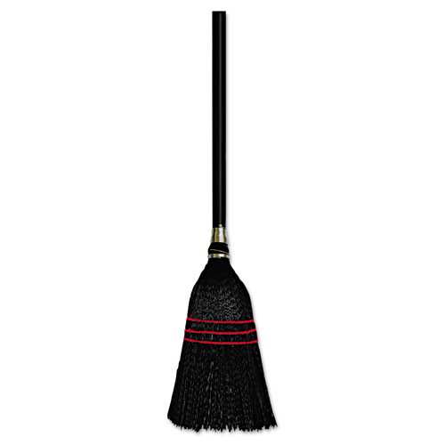 Flag Tipped Poly Bristle Lobby Broom, 37-38" Length, Natural/black, 12/carton