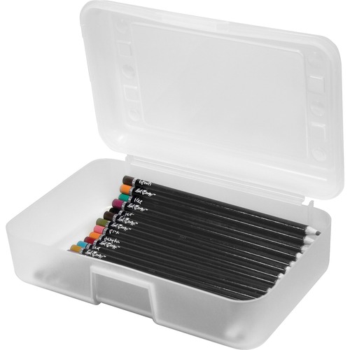 Gem Polypropylene Pencil Box With Lid, Clear, 8 1/2 X 5 1/4 X 2 1/2