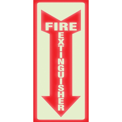 Glow In The Dark Sign, 4 X 13, Red Glow, Fire Extinguisher