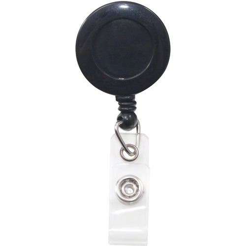 Swivel-Back Retractable Id Card Reel, 30" Extension, Black, 12/pack