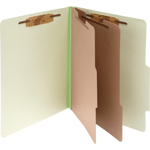 Pressboard 25-Pt Classification Folders, Letter, 6-Section, Leaf Green, 10/box