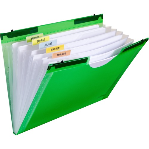 EXPANDING FILE W/ HANGING TABS, 0.75" EXPANSION, 7 SECTIONS, LETTER SIZE, GREEN