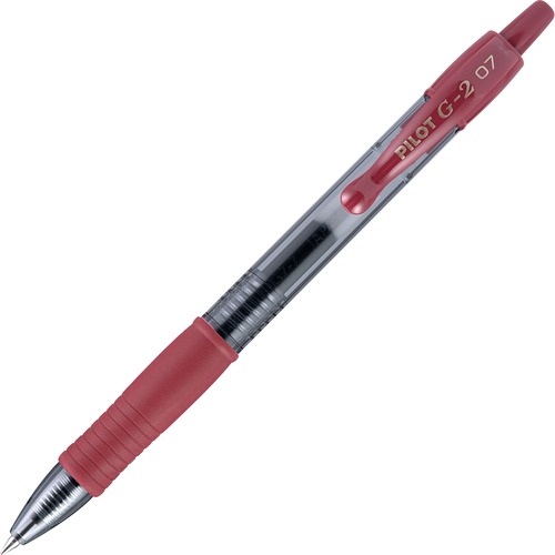 Gel Pen, Retractable, Rubber Grip, Fine Pt, Burgundy