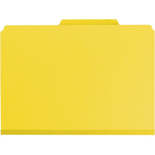 Pressboard Folders With Two Pocket Dividers, Legal, Six-Section, Yellow, 10/box