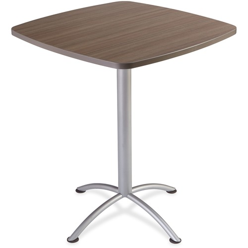 Iland Table, Contour, Square Bistro Style, 36" X 36" X 42", Natural Teak/silver