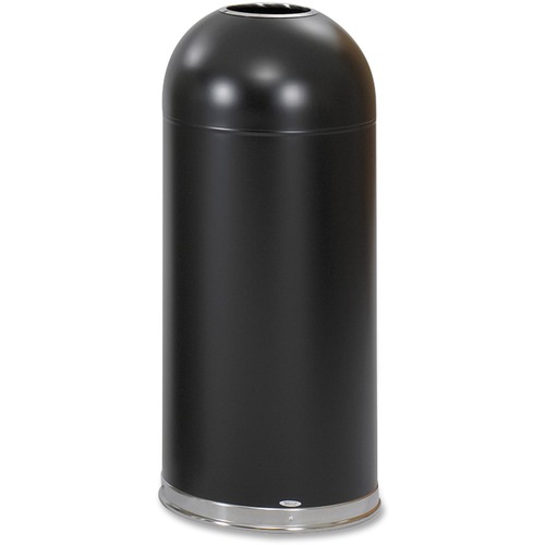 OPEN-TOP DOME RECEPTACLE, ROUND, STEEL, 15 GAL, BLACK