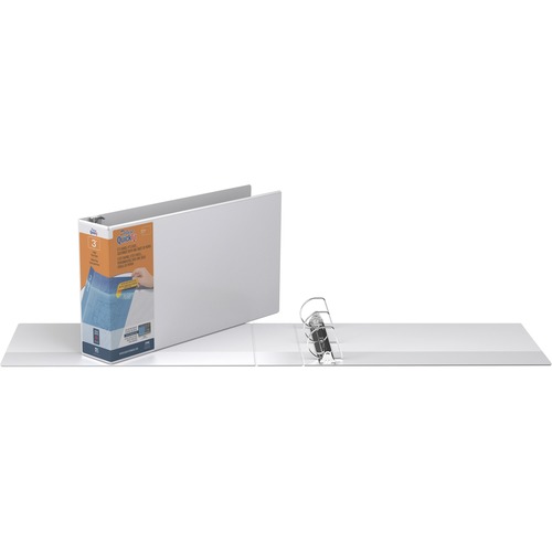 Quickfit Ledger D-Ring View Binder, 3" Capacity, 11 X 17, White