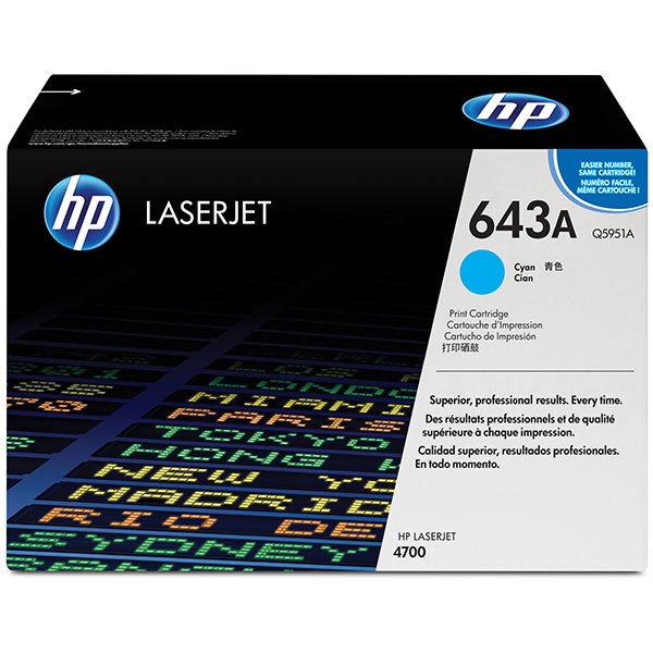 Hewlett-Packard  Print Cartridge, f/ HP 643A, 10000 Page Yield, Cyan