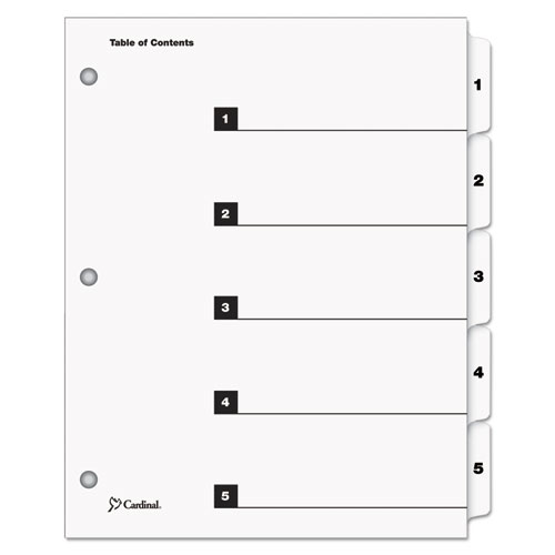 Quickstep Onestep Bulk Index System, Title: 1-5, Letter, White, 24 Sets/box