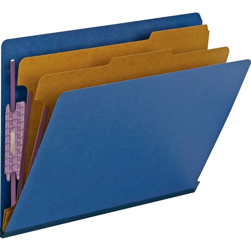 Pressboard End Tab Classification Folders, Letter, 6-Section, Dark Blue, 10/box