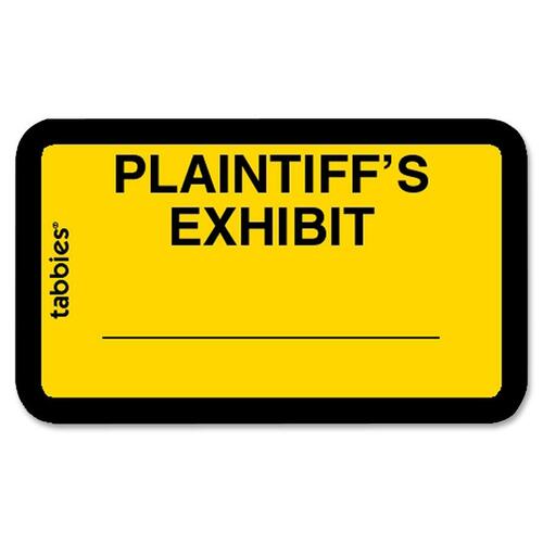 Legal Exhibit Labels, "Plaintiff's", 1-5/8"x1",252/PK,Yellow