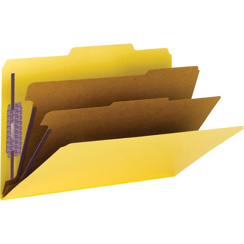 Pressboard Classification Folders, Legal, Six-Section, Yellow, 10/box