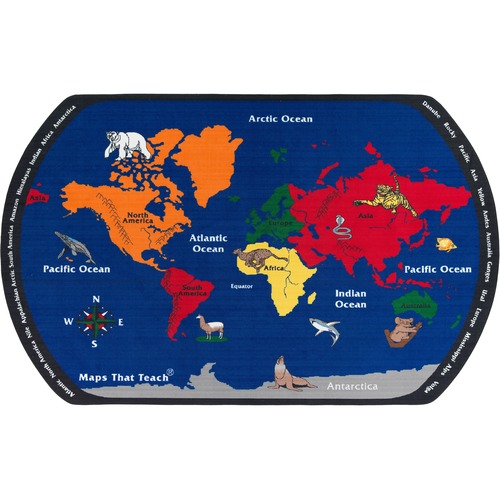 Maps That Teach Rug, 7'x6"x12', Multi