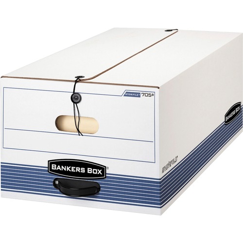 Stor/file Storage Box, Button Tie, Legal, White/blue, 12/carton