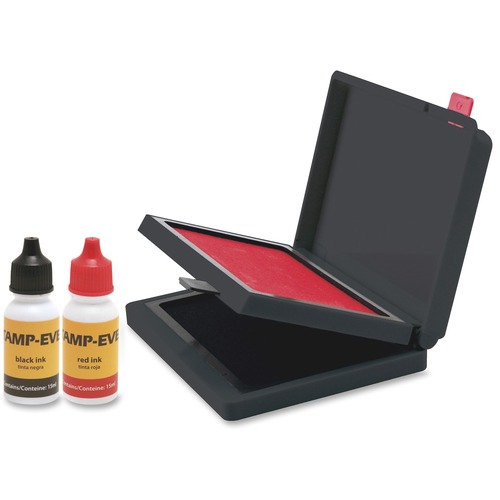 Stamp Pad/Refill Ink Set,2 Color Pads/Inks, 2-3/8"x4",Red/BK