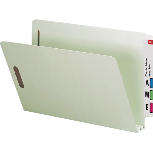 END TAB PRESSBOARD FOLDERS, 2" EXPANSION, LEGAL SIZE, GRAY/GREEN, 25/BOX