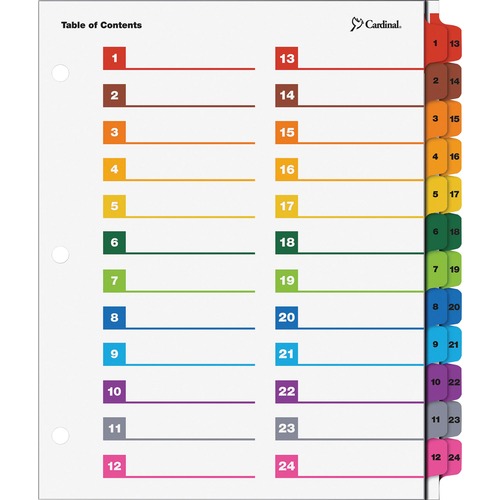 Onestep Printable Table Of Contents/dividers, 24-Tab, 11 X 8 1/2, Multicolor