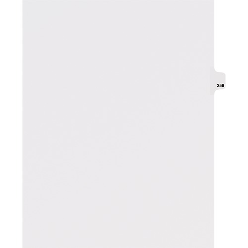 Dividers, "258", Side Tab, 8-1/2"x11", 25/PK, White