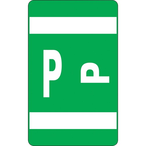 Alpha-Z Color-Coded Second Letter Labels, Letter P, Dark Green, 100/pack
