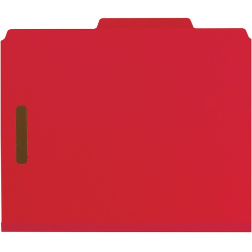 100(percent) REC PRESSBOARD CLASSIFICATION FOLDER, 2 DIV, 2" EXP, LETTER, BRT RED, 10/BX