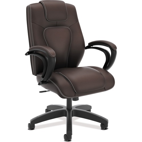 HVL402 SERIES EXECUTIVE HIGH-BACK CHAIR, SUPPORTS UP TO 250 LBS., BROWN SEAT/BROWN BACK, BLACK BASE