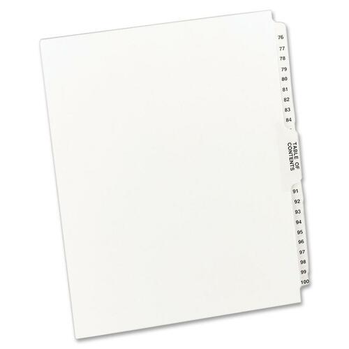 Avery-Style Legal Exhibit Side Tab Divider, Title: 76-100, Letter, White