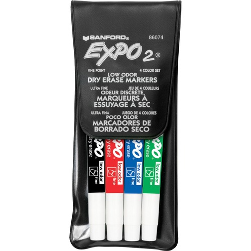 Low Odor Dry Erase Marker, Fine Point, Assorted, 4/set