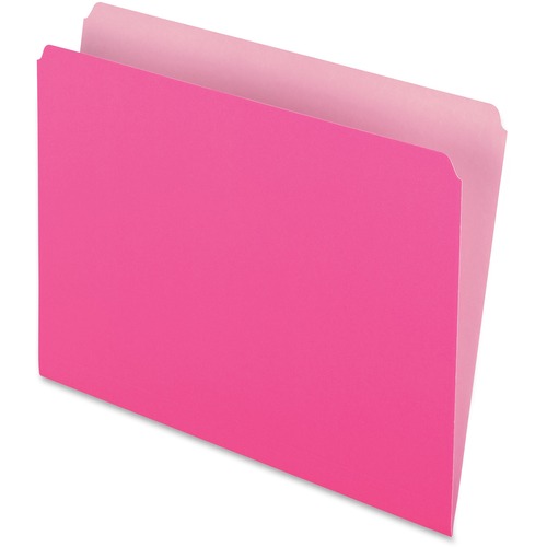 COLORED FILE FOLDERS, STRAIGHT TAB, LETTER SIZE, PINK/LIGHT PINK, 100/BOX