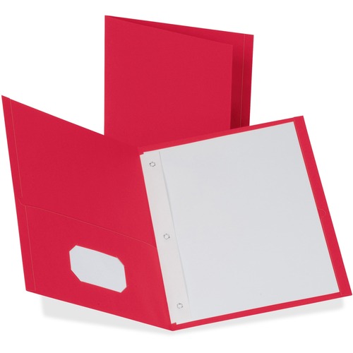 Twin-Pocket Folders With 3 Fasteners, Letter, 1/2" Capacity, Red, 25/box