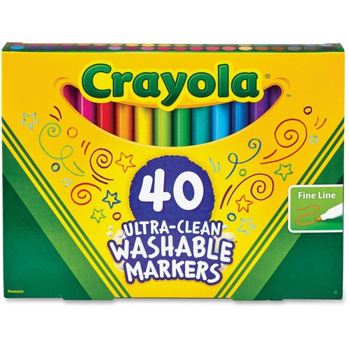 Ultra-Clean Washable Classic Markers, Fine Point, Classic Colors, 40/set