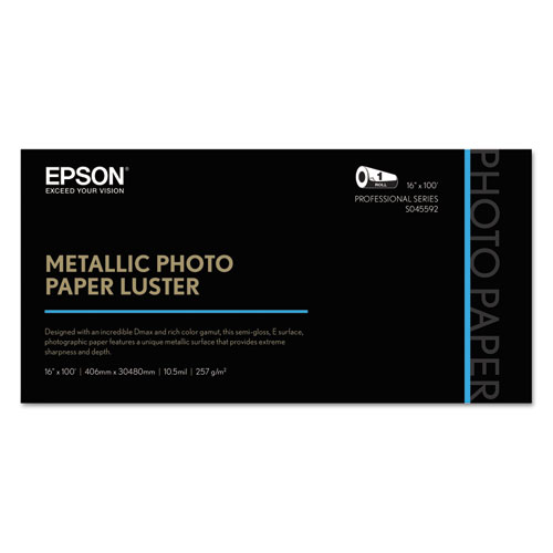 Professional Media Metallic Photo Paper Luster, White, 16" X 100 Ft Roll