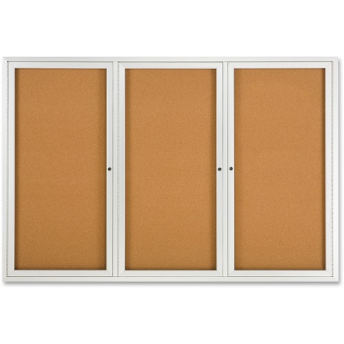 Enclosed Bulletin Board, Natural Cork/fiberboard, 72 X 48, Silver Aluminum Frame