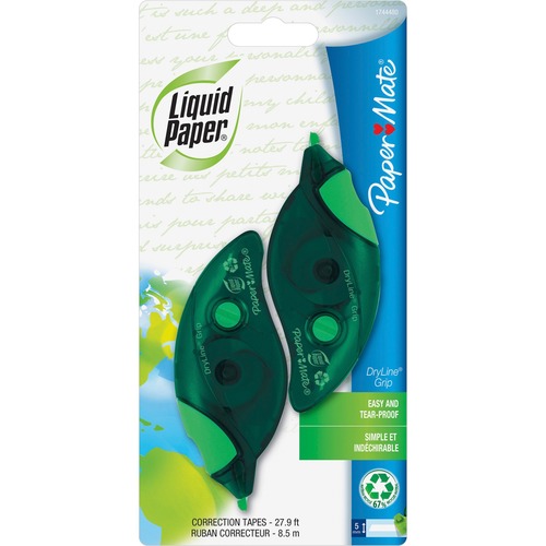Dryline Grip Correction Tape, Recycled Dispenser, 1/5" X 335", 2/pack