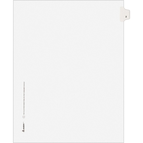 Avery-Style Legal Exhibit Side Tab Divider, Title: 2, Letter, White, 25/pack