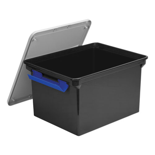 Portable File Tote W/locking Handle Storage Box, Letter/legal, Black/silver