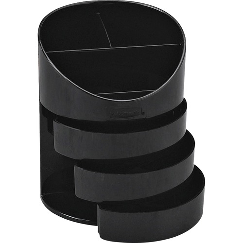 Small Storage Divided Pencil Cup, Plastic, 4 1/2 Dia. X 5 11/16, Black