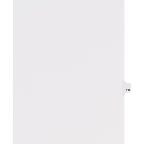 Dividers, "216", Side Tab, 8-1/2"x11", 25/PK, White