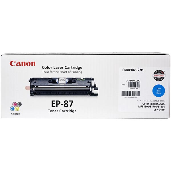 Canon (EP-87) imageCLASS MF8170C MF8180C Cyan Toner Cartridge (4000 Yield)