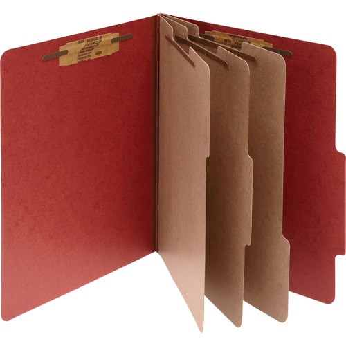 Pressboard 20-Pt Classification Folders, Letter, 8-Section, Earth Red, 10/box