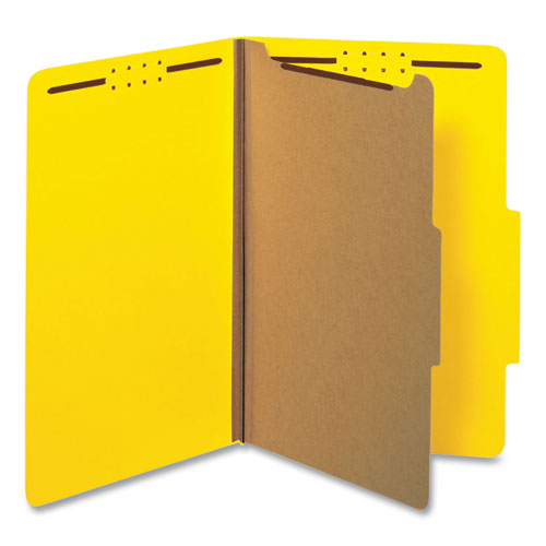 Pressboard Classification Folders, Legal, Four-Section, Yellow, 10/box