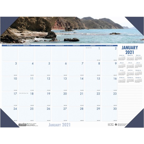 RECYCLED COASTLINES PHOTOGRAPHIC MONTHLY DESK PAD CALENDAR, 22 X 17, 2019