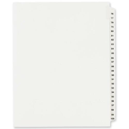 Avery-Style Legal Exhibit Side Tab Divider, Title: 76-100, Letter, White