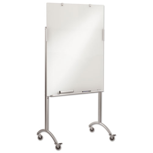Clarity Glass Mobile Presentation Easel, 36 X 48 X 72, Glass/steel