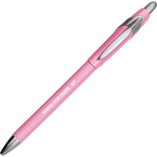 Flexgrip Elite Pink Ribbon Pen, Ballpoint, Retractable, Black Ink, Medium, Dozen