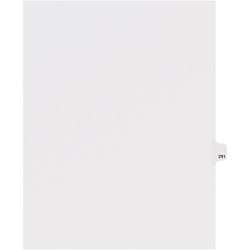 Dividers, "291", Side Tab, 8-1/2"x11", 25/PK, White